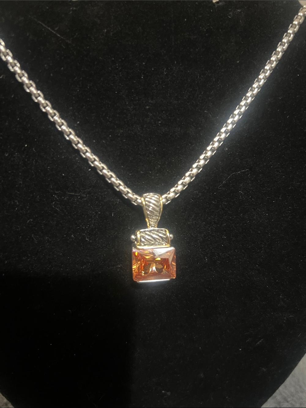 Silver Necklace and Earrings Set with Orange Gemstone Pendant NWOT retail $45 - Picture 4 of 6